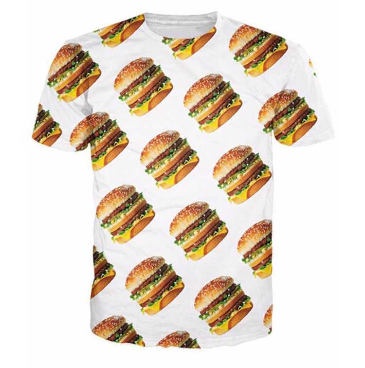 T-shirt à manches courtes imprimé 3D Hamburger