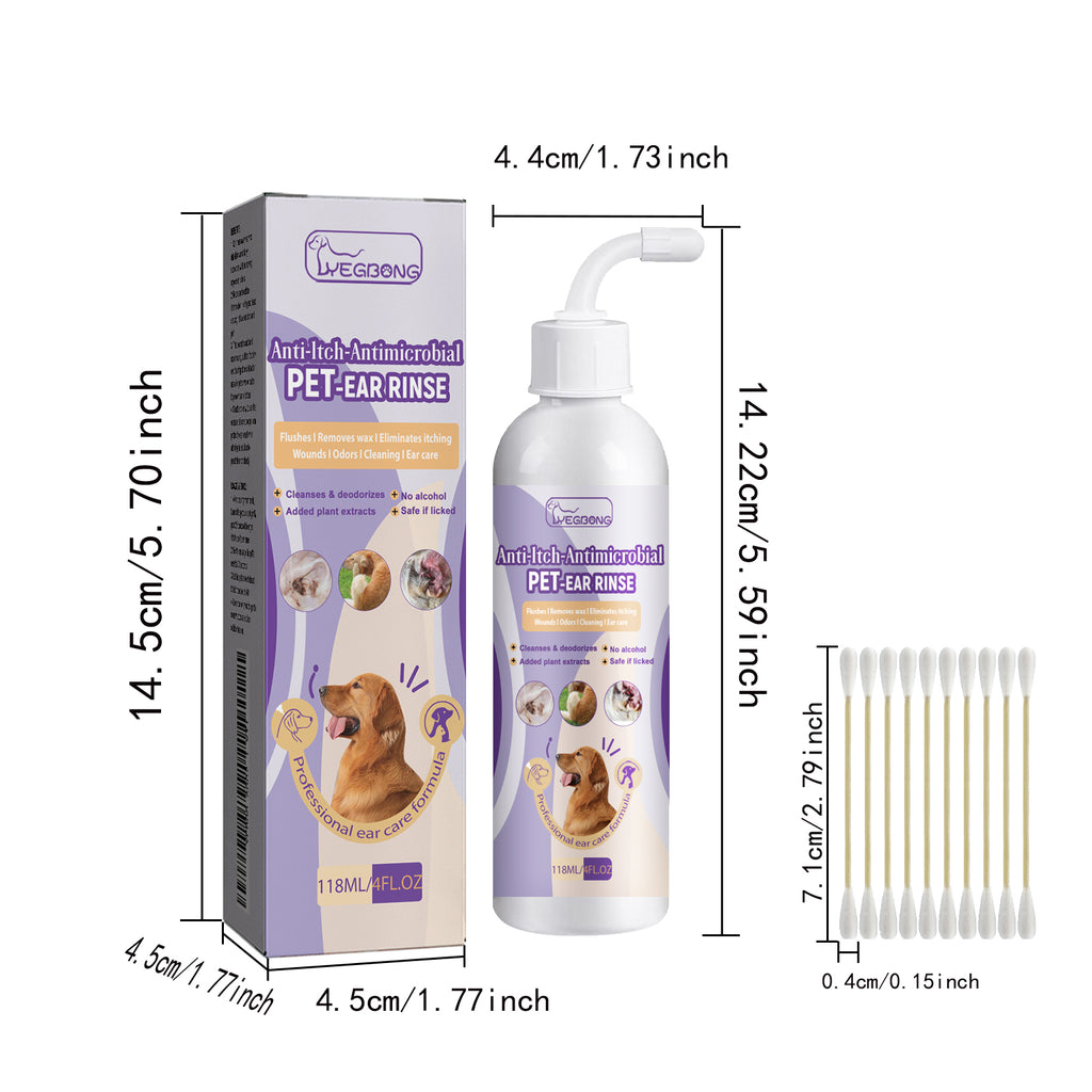 118ml Nettoyeur d'oreille d'animal avec glycérine et EDTA disodique