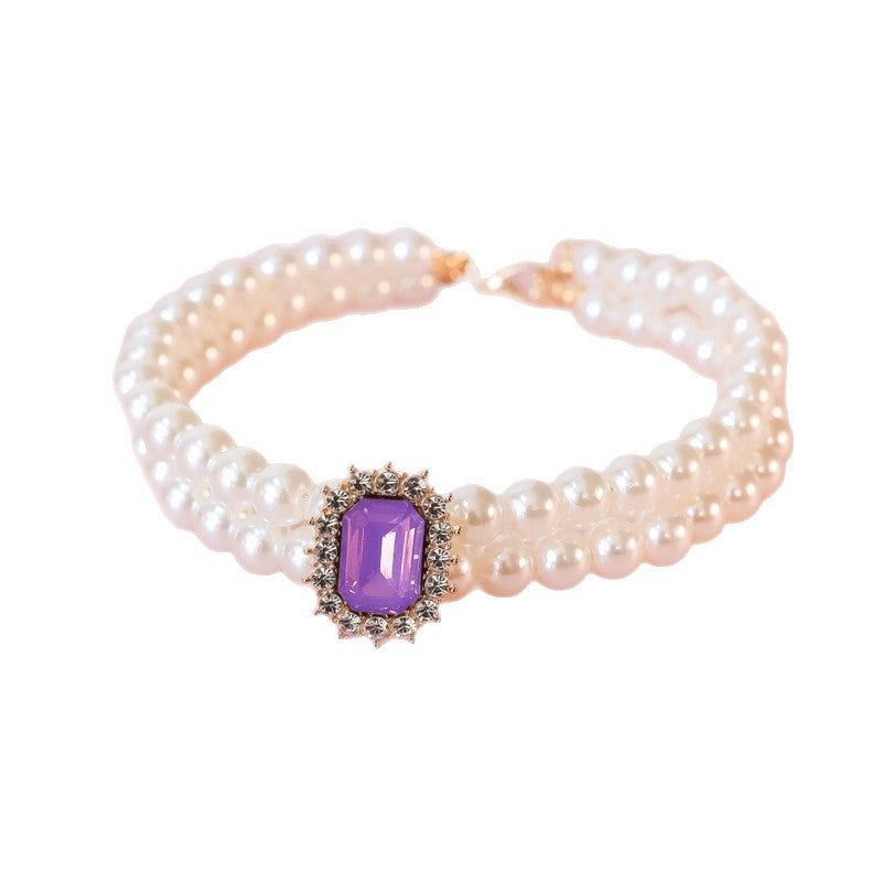 Perle Double brin de strass haut de gamme Lumineux bijoux accessoires pour chiens