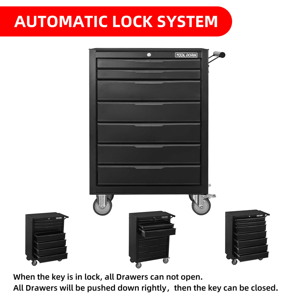 Tool Armoire Panier d'outils 24.2 pouces avec tiroirs et roues en métal Rolling Tool Box