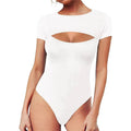 Sexy Crew-Neck Cutout avant Slim-Fit combinaison de saut à manches longues pour les femmes