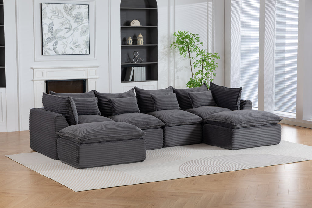 129,8" Largeur Cloud Couch Oversize Modular Sectional Canapé Vrai Relax Comfy Coupes Wide&De