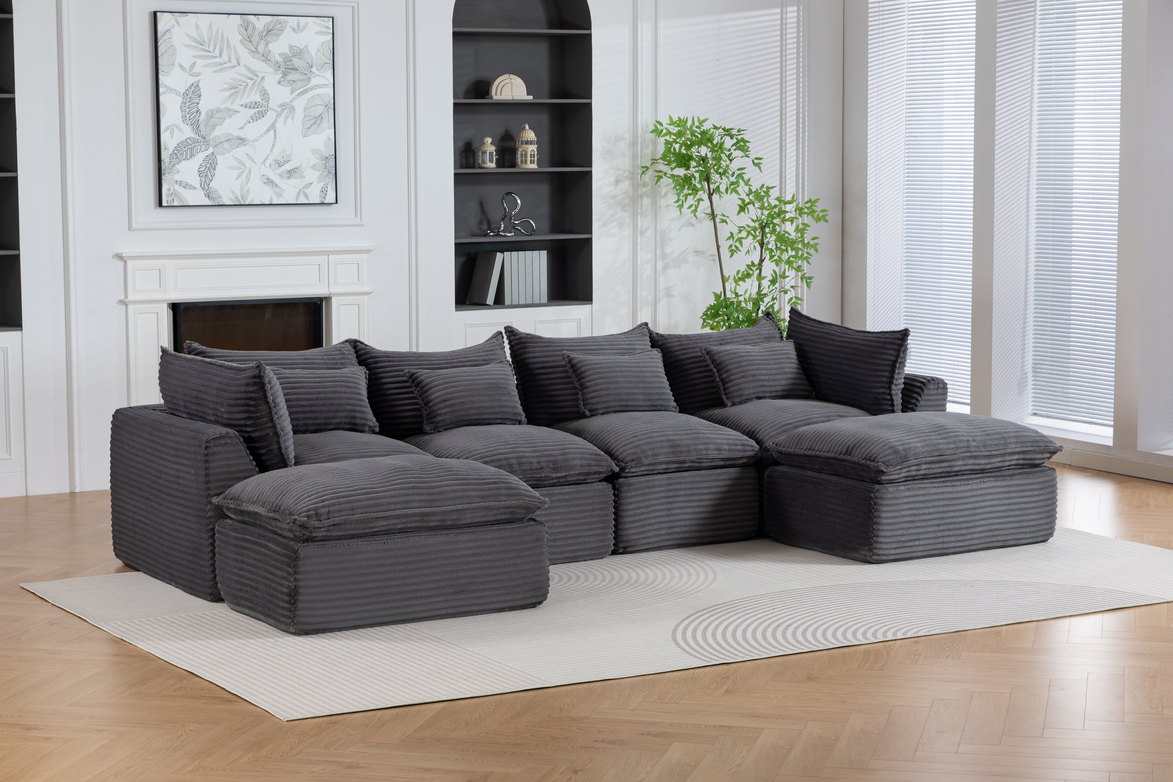 129,8" Largeur Cloud Couch Oversize Modular Sectional Canapé Vrai Relax Comfy Coupes Wide&De