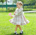 Robe de fille d'enfant plissée à carreaux