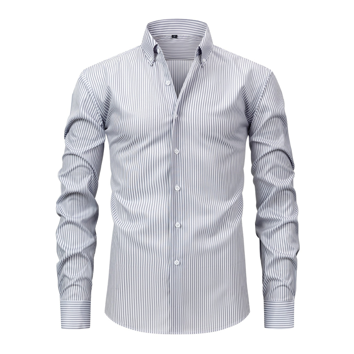 Jiachuan European and American Elastic Non-Iron Men's Shirt Long Sleeve Digital Print Stri