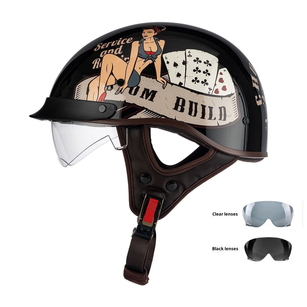 Casque de moto électrique rétro