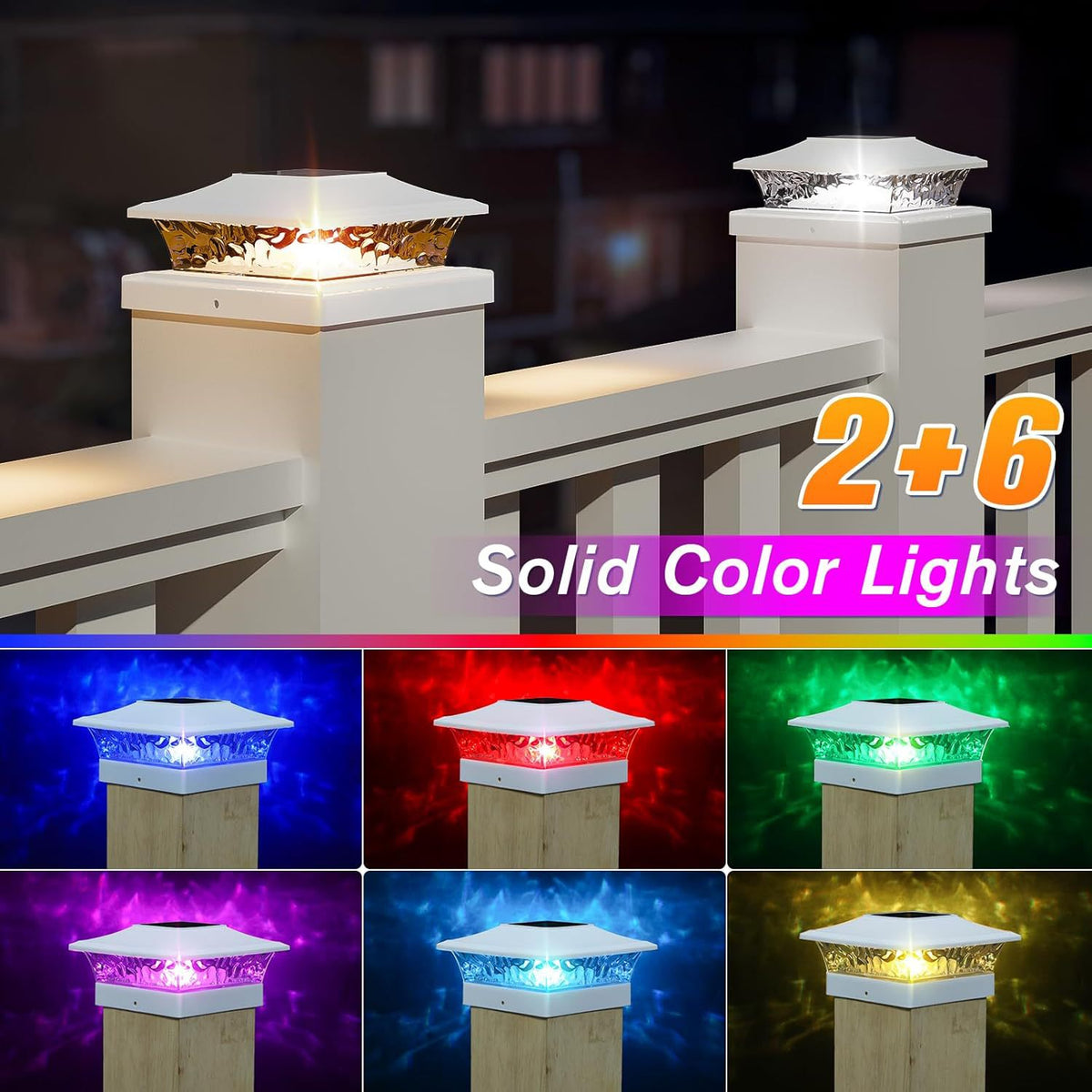 Outdoor Villa Railing LED Courtyard Dual-Color Solar Night Light