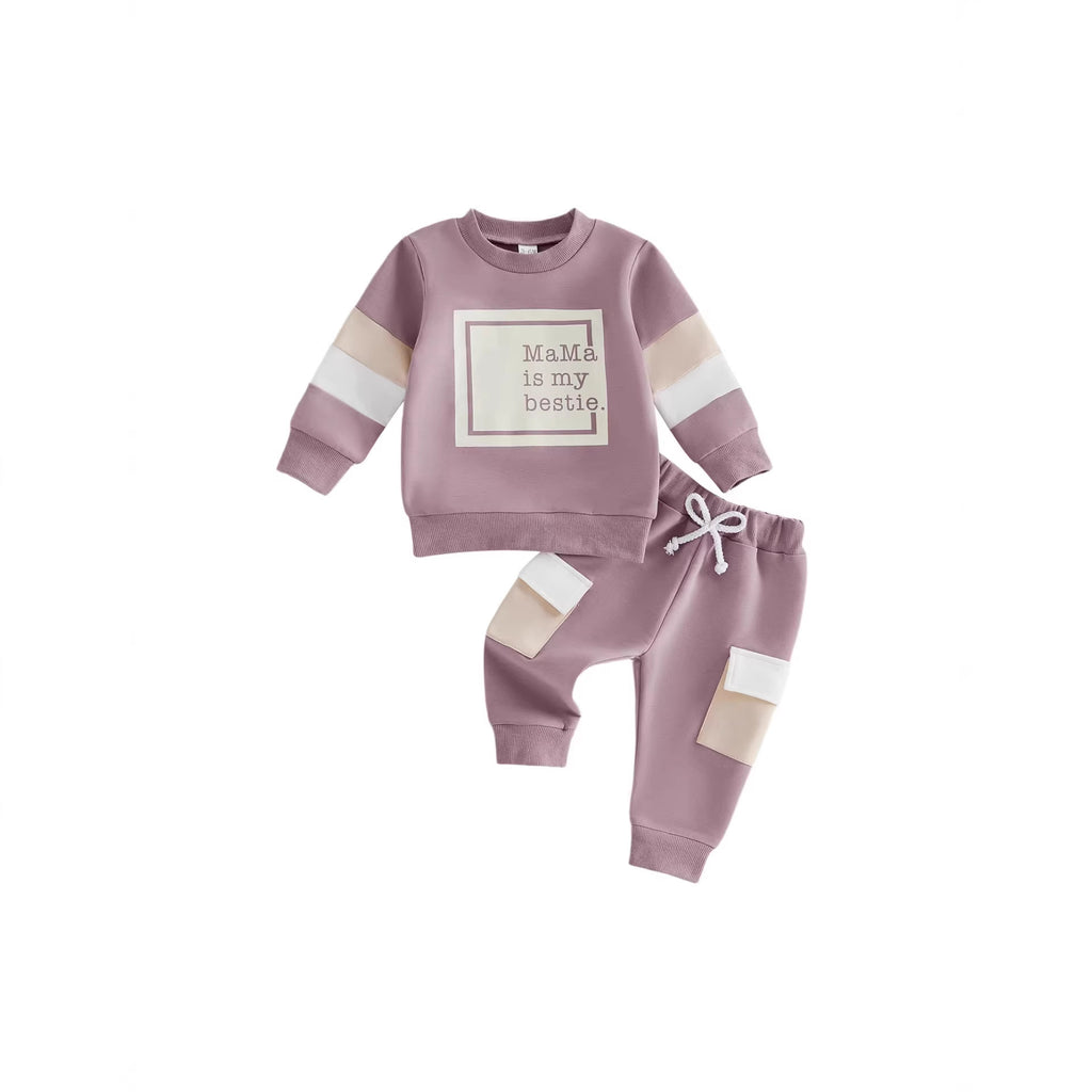 Letter-print pour enfants Top et Pantalons à manches longues