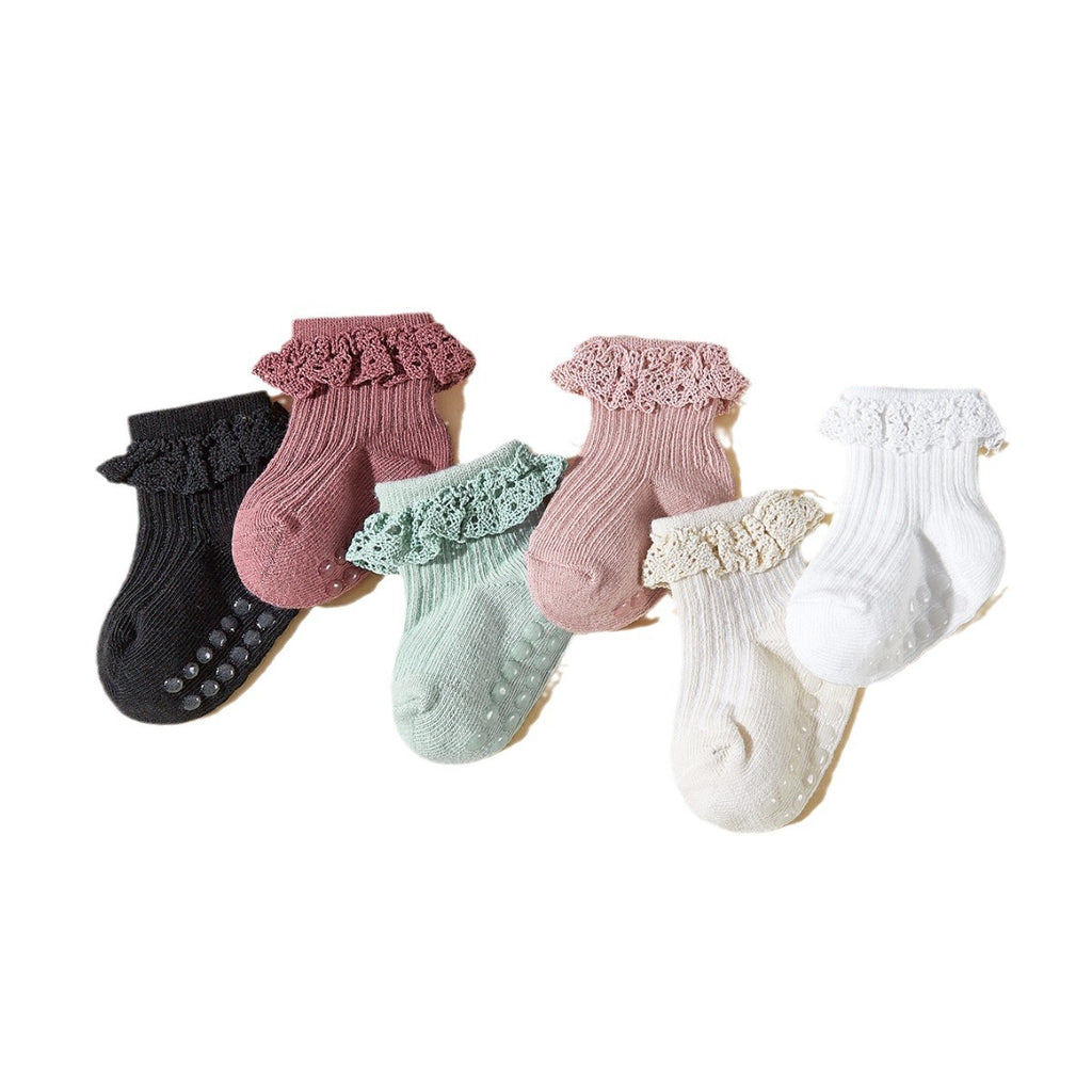 Printemps et été 6 paires bébé fille Dentelle Chaussettes Tube Chaussettes