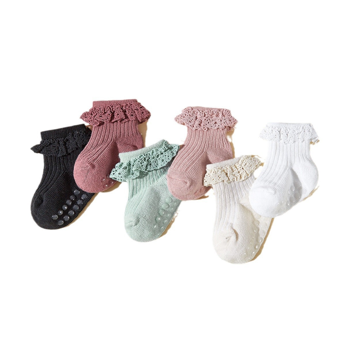 Printemps et été 6 paires bébé fille Dentelle Chaussettes Tube Chaussettes