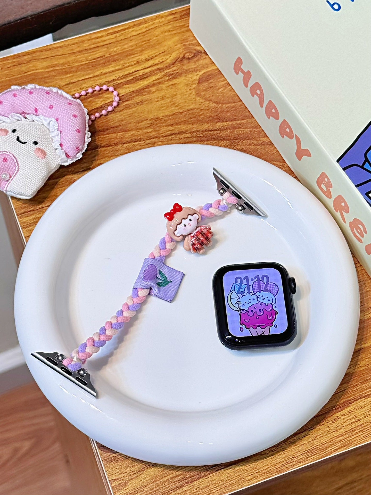 Bracelet de montre pour cheveux de caricature tricoté créatif