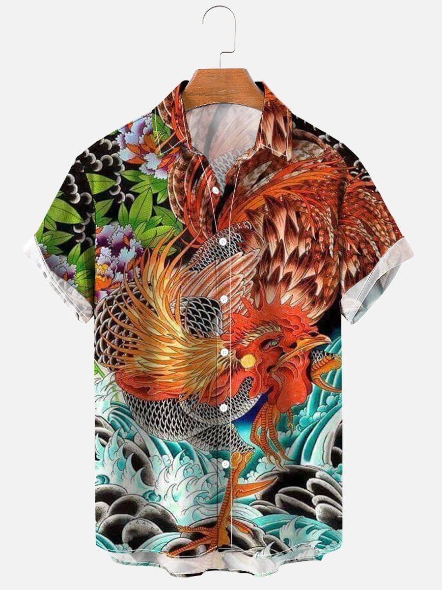 Chemise à manches courtes imprimé numérique 3D pour homme de grande taille