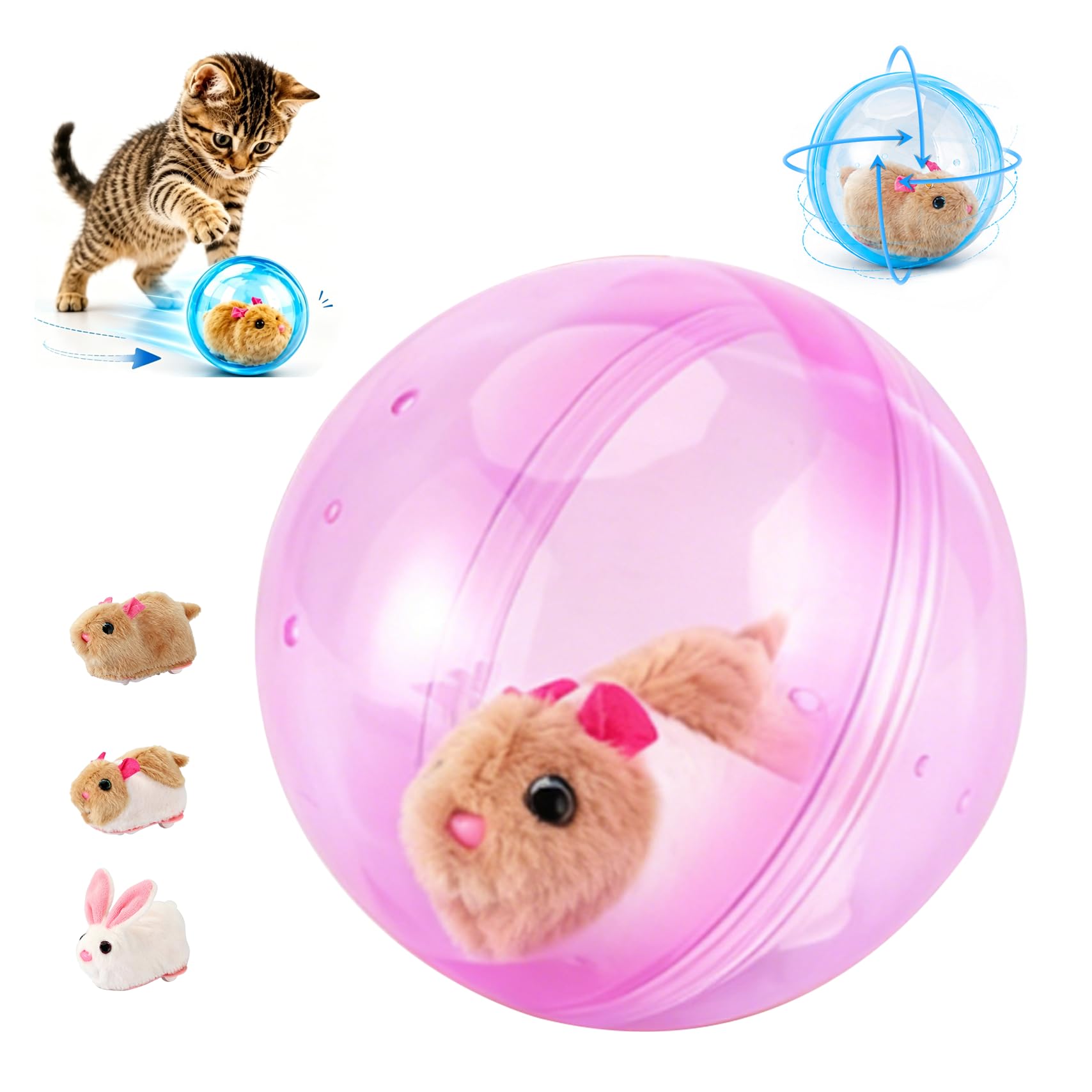 Ballon de chat interactif auto-roulant Réaliste Animal en mouvement automatique Rolli de chat