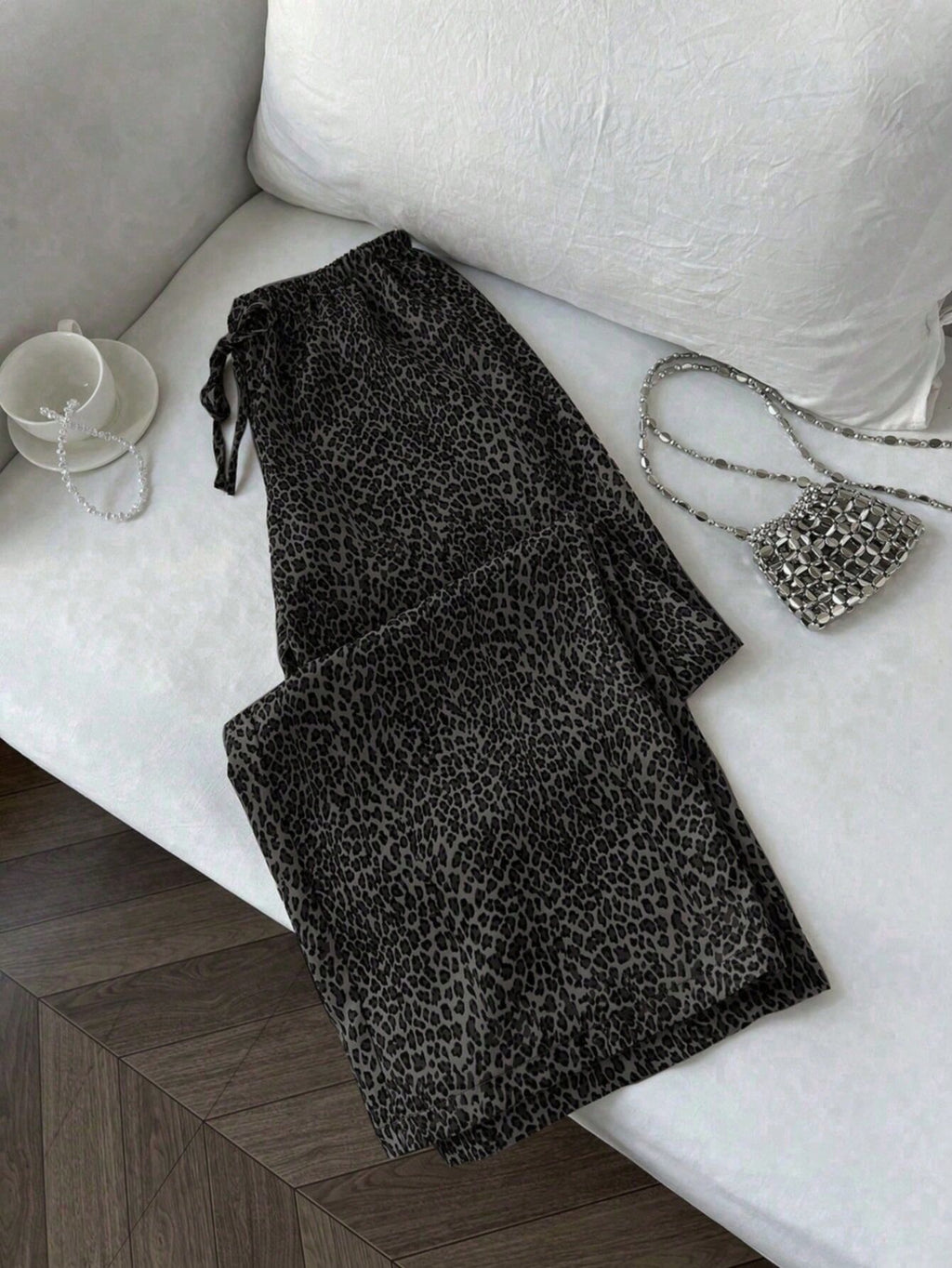 Femmes Relaxed-fit Casual Leopard-print Sweatpants de cordon de drawstring