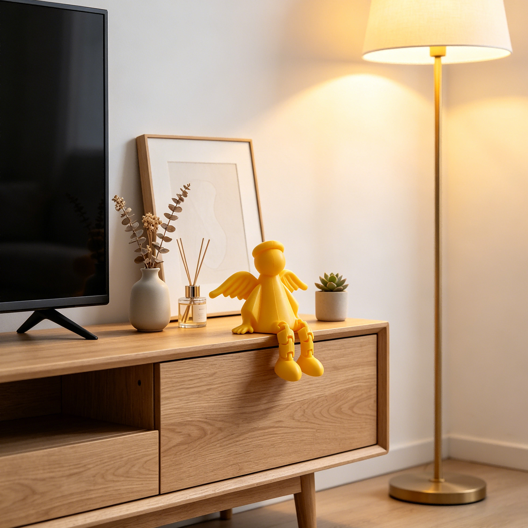 Figurine amère de plateau d'ange imprimée 3D avec jambes articulées