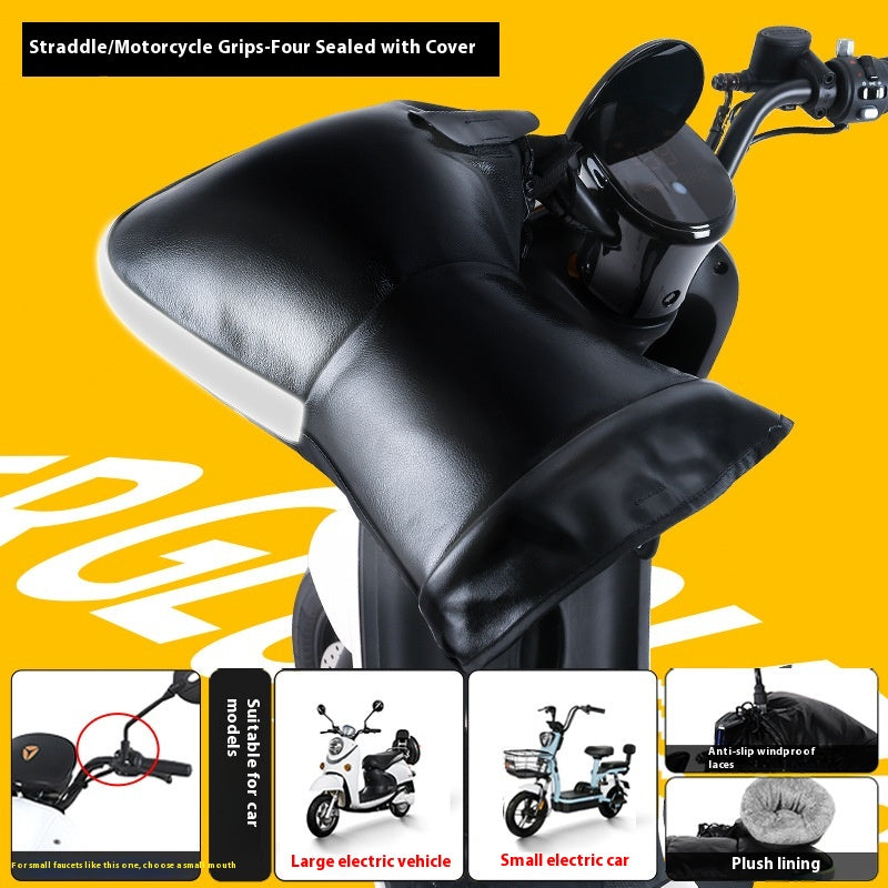 Poignée de moto électrique Poignée de pare-brise thermique d'hiver imperméable Gants doublés de polaire H