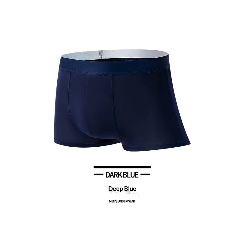 Ice Silk Hommes Sous-vêtements Hommes Boxer Slip Youthful Solid-color Respirant et Antibactéria