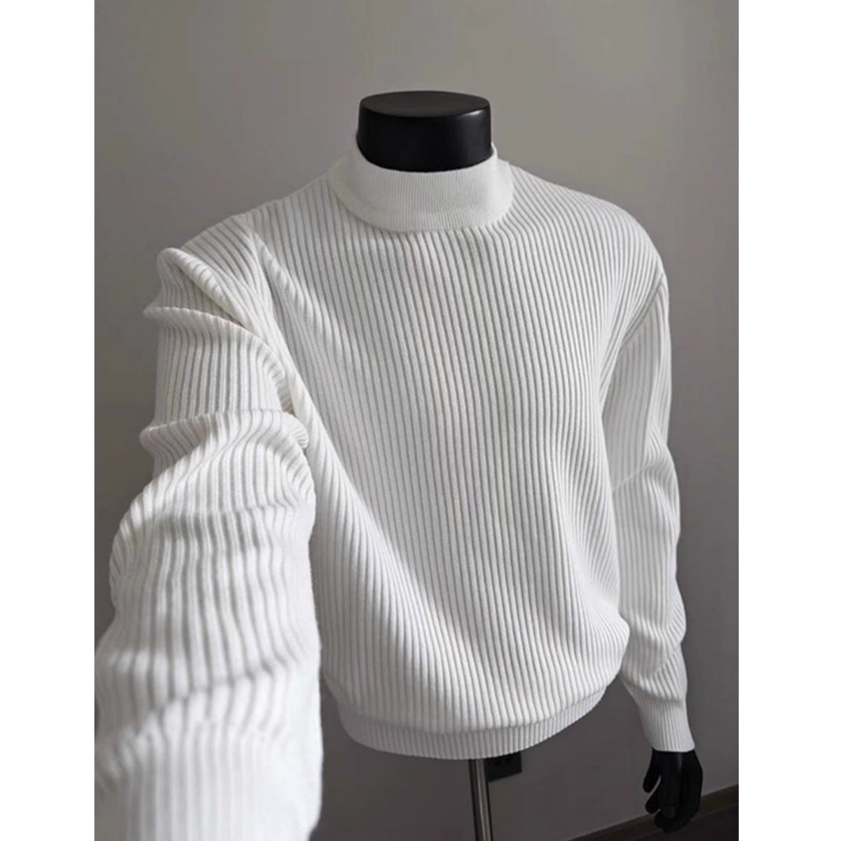 Hommes Chandail à col roulé à col roulé blanc