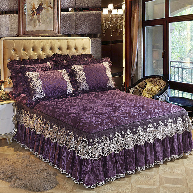 Style coréen Velvet Lit matelassé Jupe Solid Color Style européen