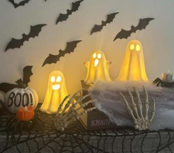 Décoration de lumière de nuit translucide Halloween créatif ornement d'artisanat avec lampe LED