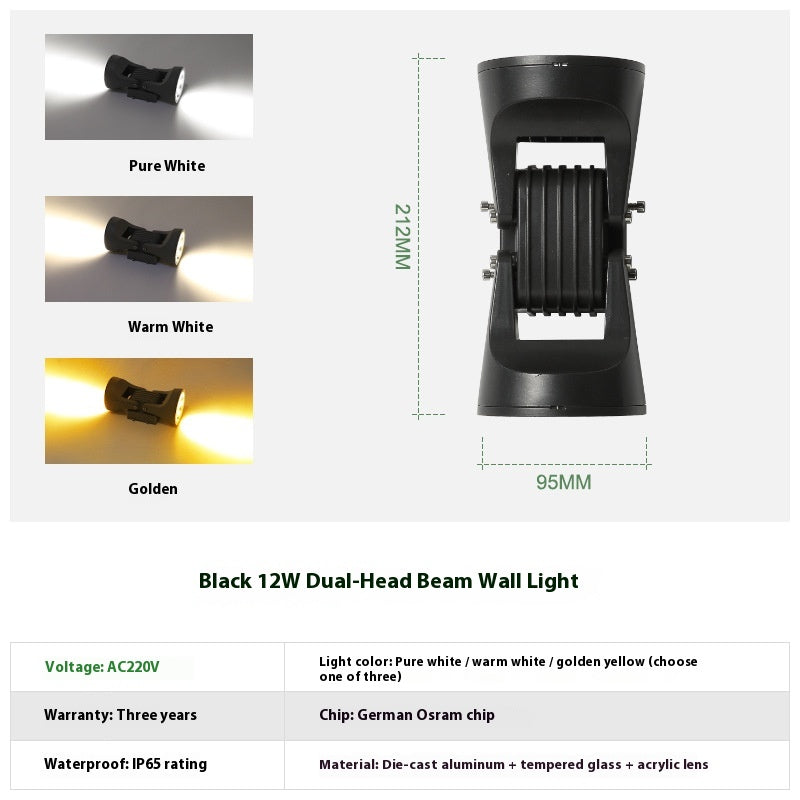 Lampe murale extérieure étanche Facade éclairage double tête