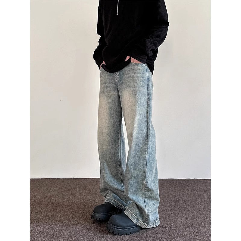 Jeans Denim Lavés Dénudés Hommes Style Vintage Loose-fit