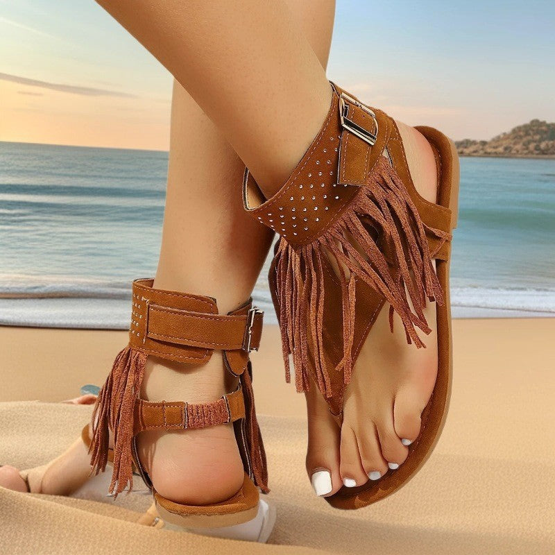 Vêtements de dessus Plage à fond plat Sandales romaines