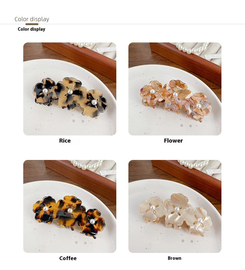 Beau Clover Acetate Grip Pearl Dopamine Temperament Personality Shark Clip Simple Et