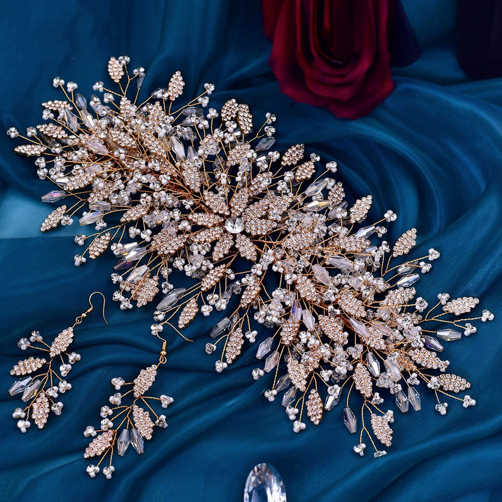 Accessoires pour cheveux de mariée créatifs exagérés dorés
