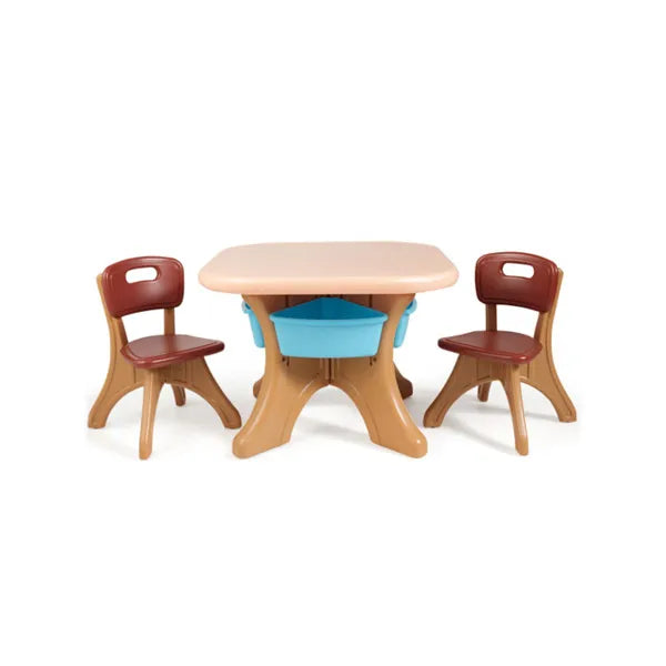 Table pour enfants Brown et 2 chaises avec 4 boîtes de rangement