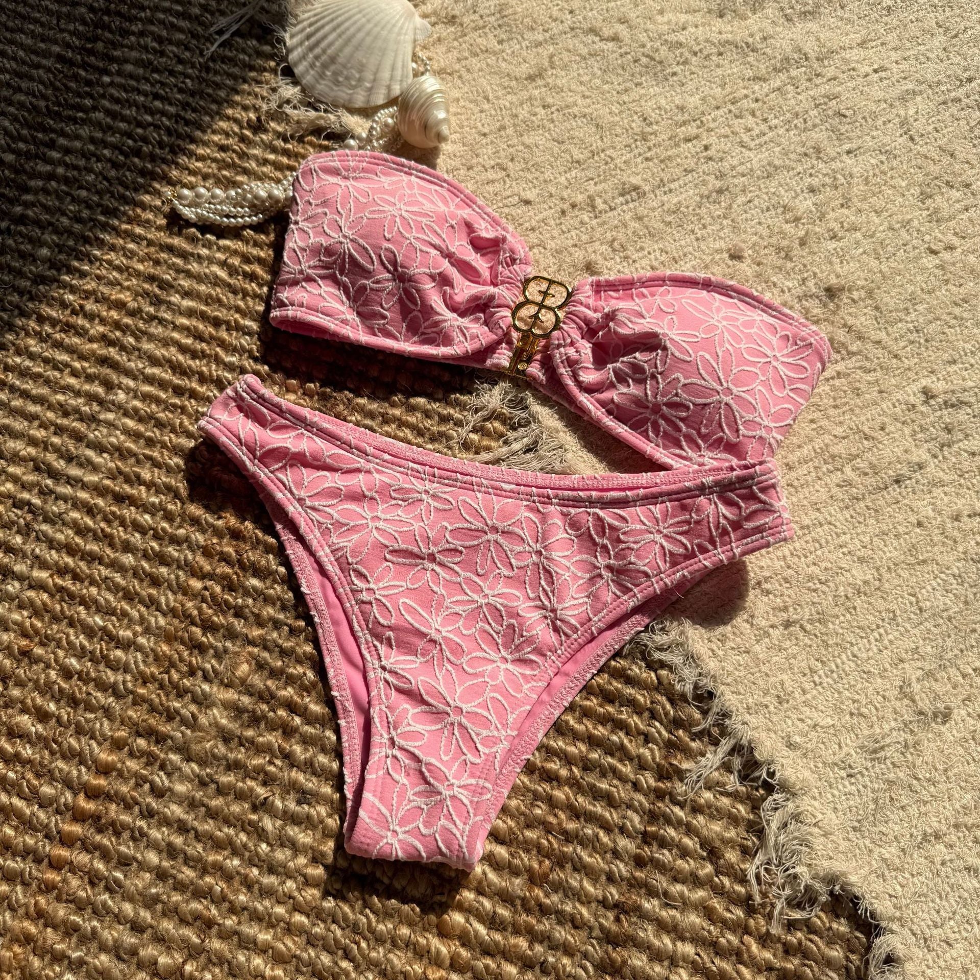 Brodé Sexy Strapless 2 pièces maillot de bain Bikini Set