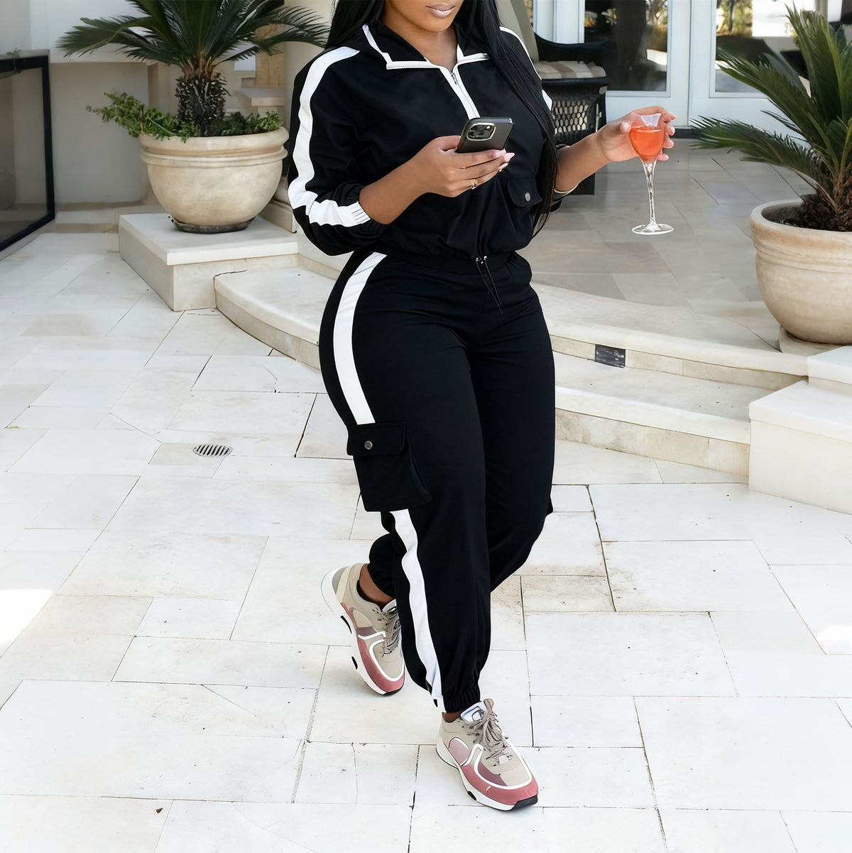 Women's Long Sleeve Hooded Zip Set