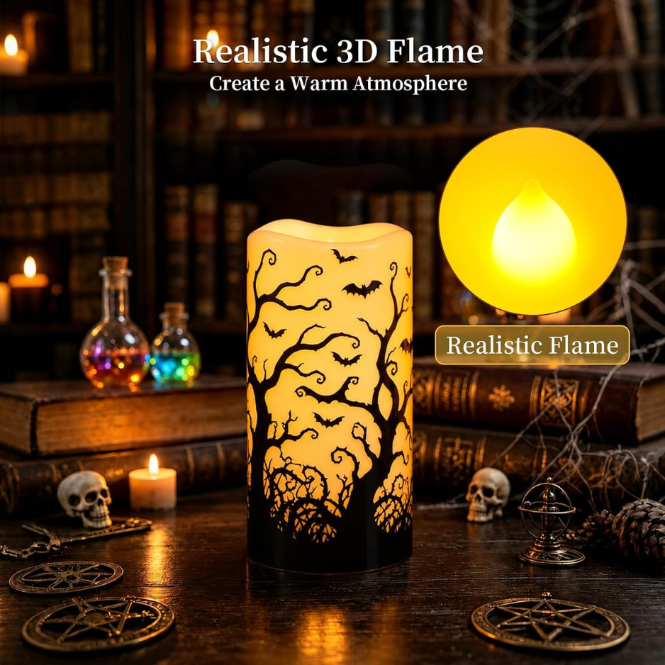 Bougies LED sans flamme Halloween avec télécommande