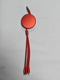 Câble de données rétractable 3-en-un-tête USB modèle rouge-1 pièce