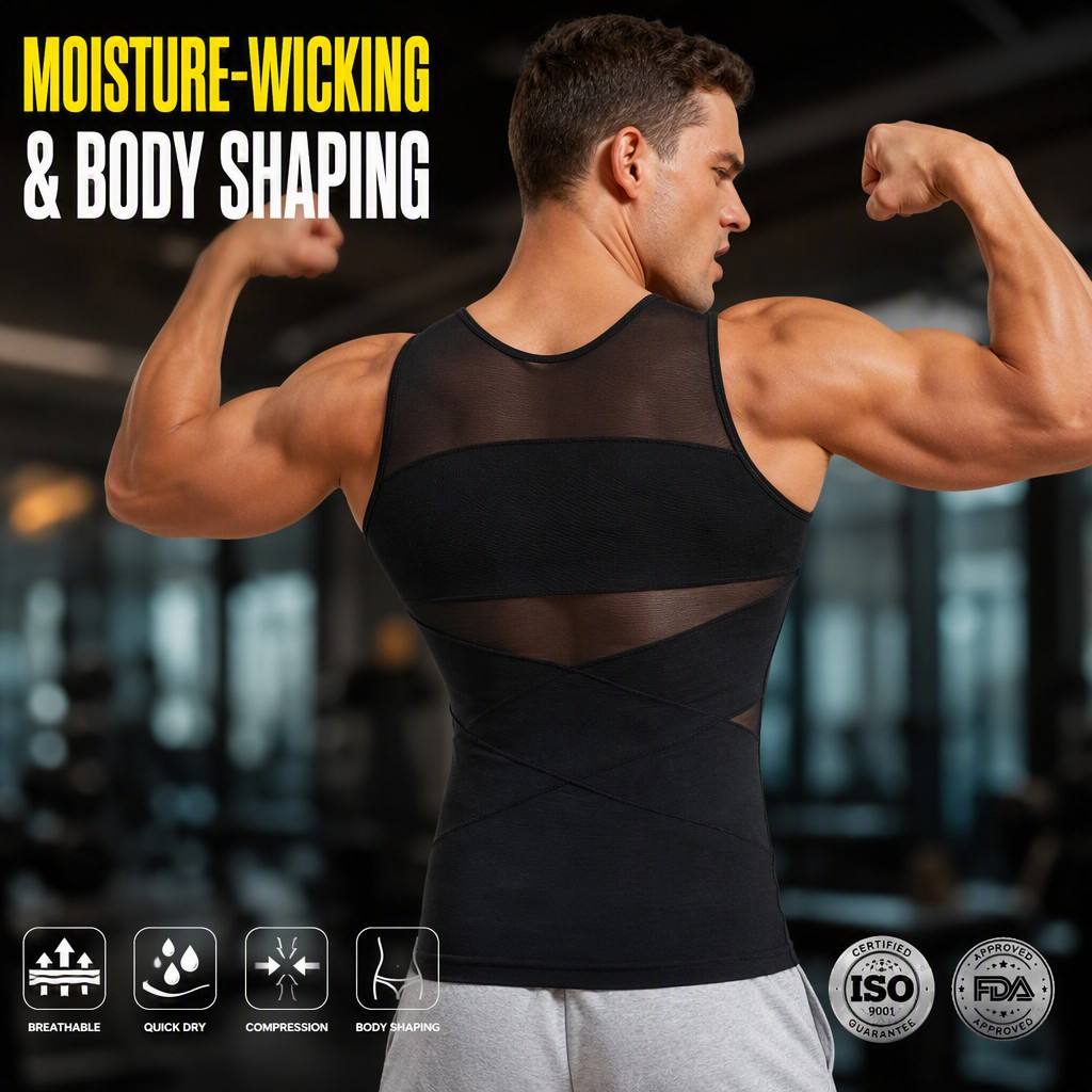 Réservoir de compression pour hommes Haut Mesh Respirant Bodybuilding Gym Vest Quick Dry Workout Manchette