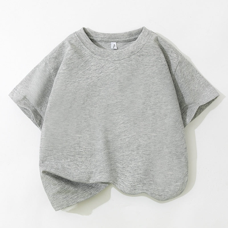 T-Shirt à manches courtes pour enfants Col d'équipage Top polyvalent
