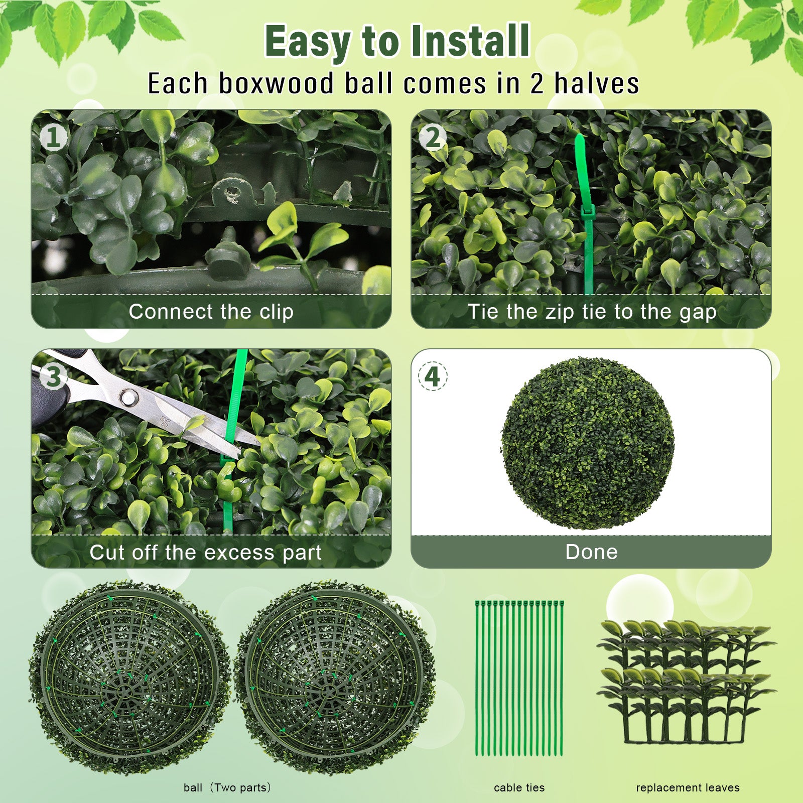18.5PO sombre Artificial Topiary Balles Extérieur Faux Boxwood Décorative Green Sphères pour Gar