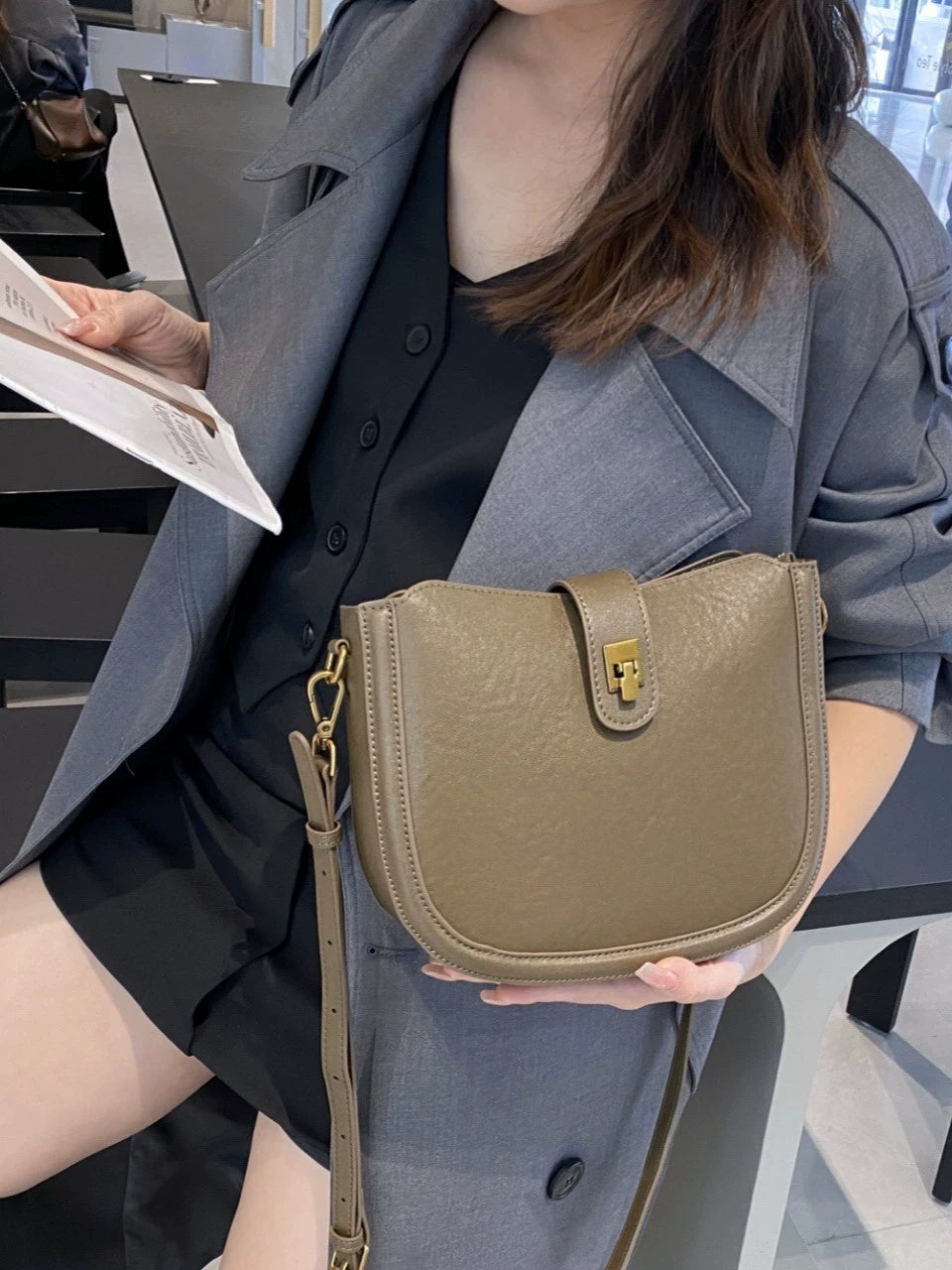 Minimaliste mode léger de luxe sac à main en cuir véritable sac à main polyvalent main Cowh