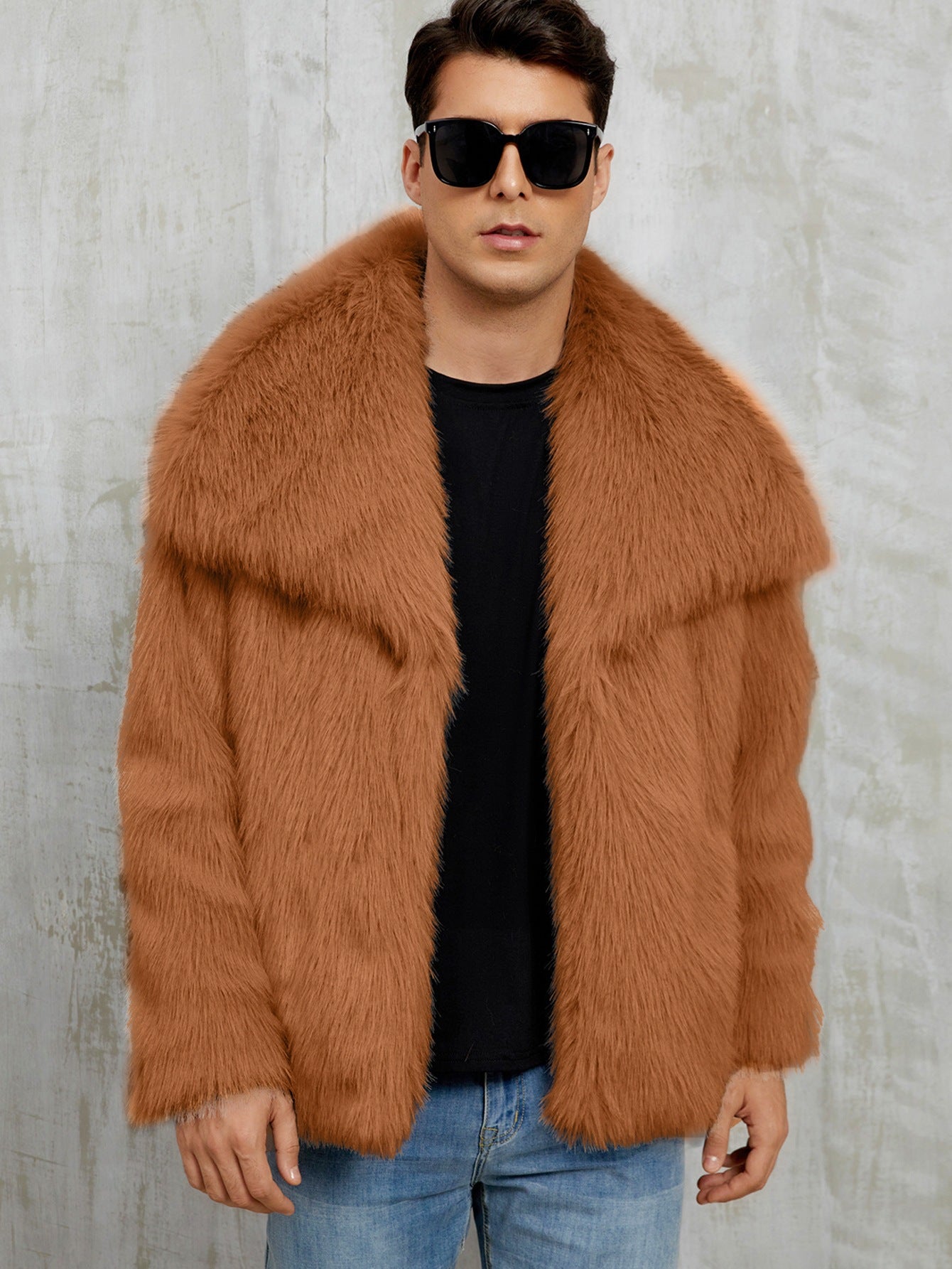 Veste en fausse fourrure de style Lapel pour homme