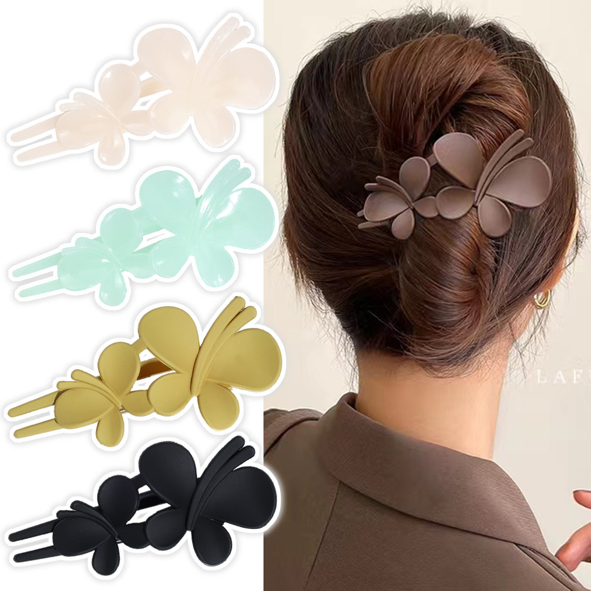 Sentez le papillon Clip Matte Texture après Barrettes
