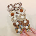 Lait Coffee Color Hair Ties pour les filles - Floral Pattern Bandes de cheveux élastiques Set pour la queue de cheval