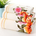 Serviette en tissu bicolore imprimée avec des fleurs de pivoine