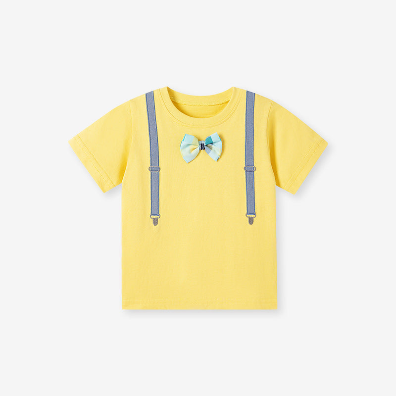 T-shirt en coton brodé mignon à manches courtes pour enfants