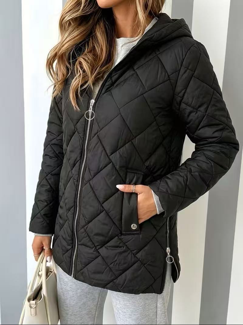 Femmes Plus-taille à capuche Diamond-Quilted Cotton Coat Chaudière