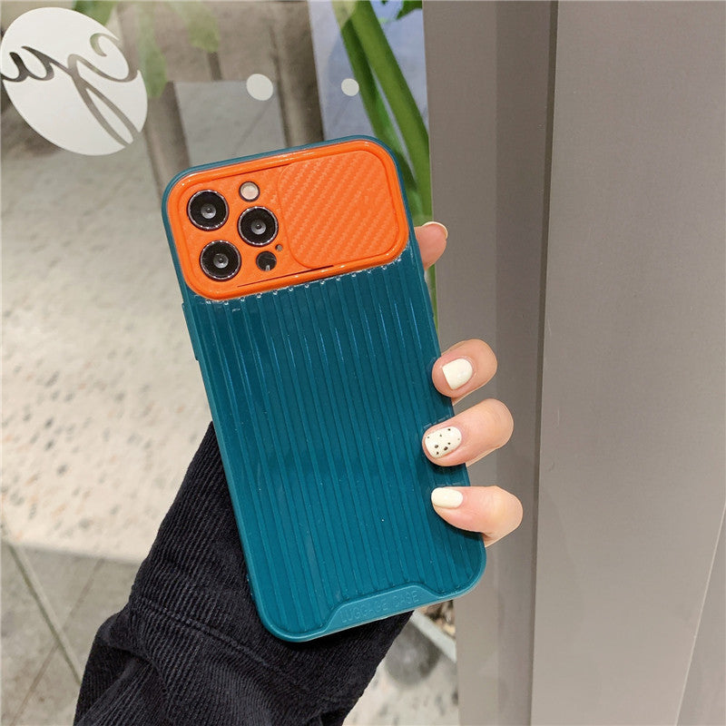 Push-pull Slide Cover Couleur Contraste Soft Shell Anti-drop Mobile Phone Case