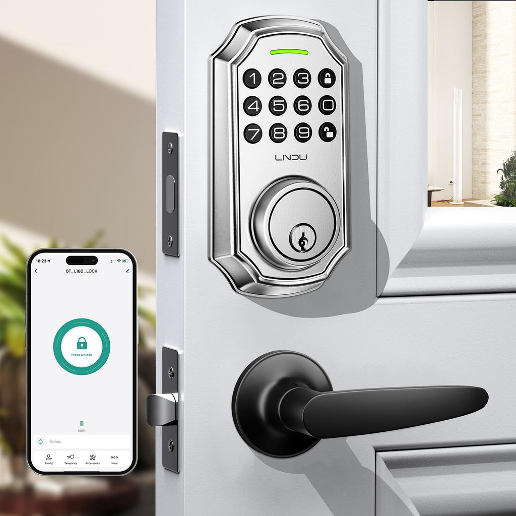 Verrouillage de porte d'entrée sans clé avec poignée de verrouillage avant contrôlé par l'application avec clavier automatique-Lo