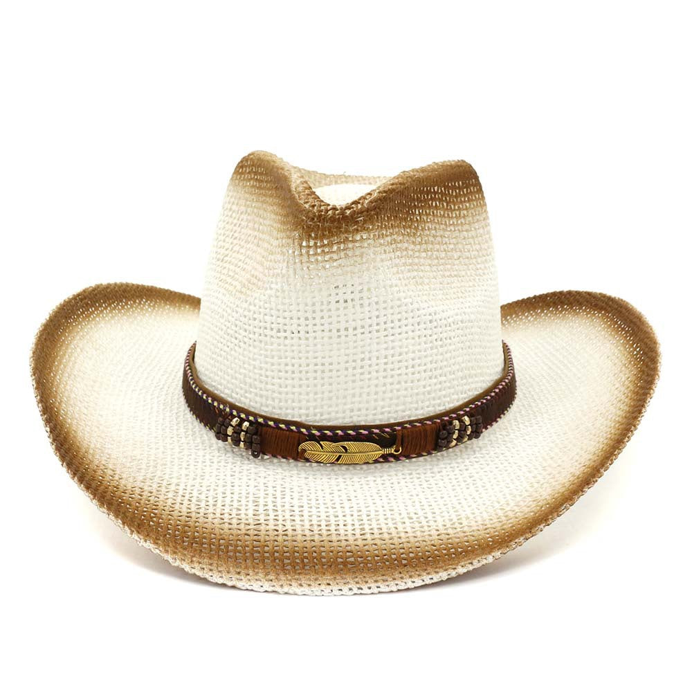 Chapeau de plage de cow-boy en paille de peinture de l'Ouest
