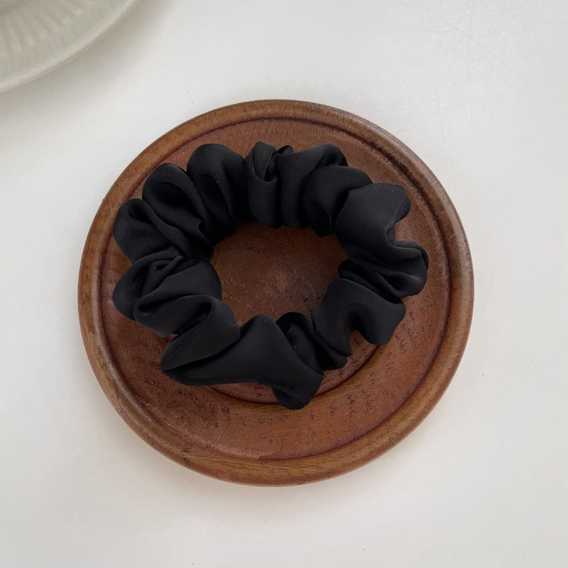 Crème Texture Silky Satin French Black Large Intestine Hair Ring