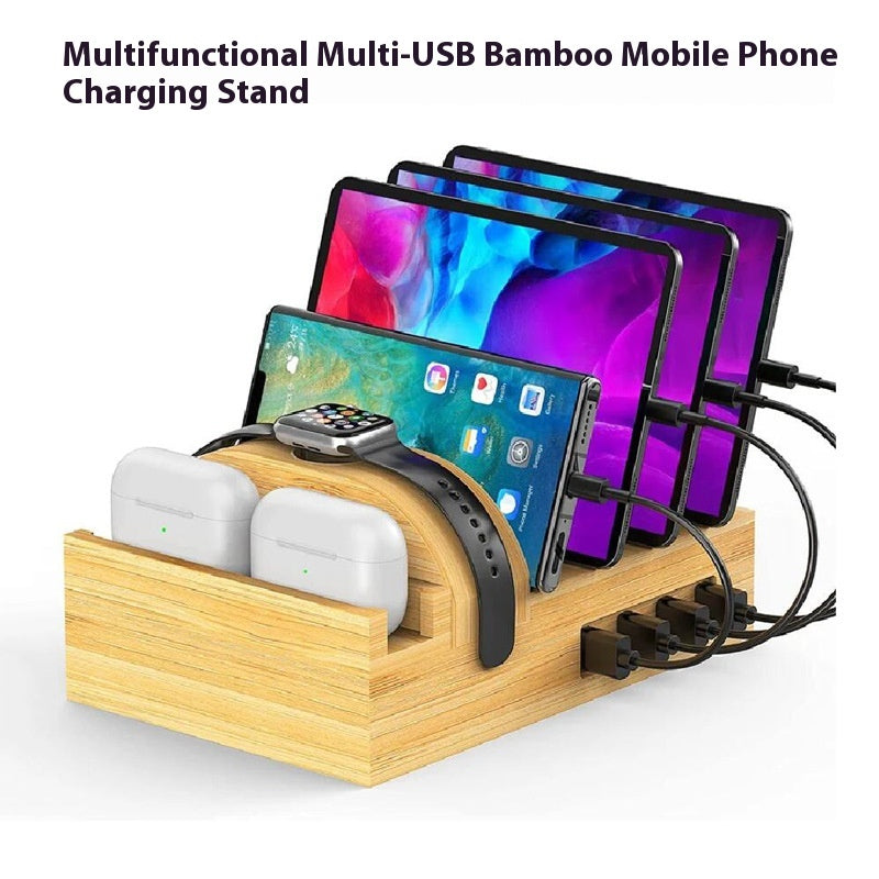 Bureau Multi-USB Bamboo Chargeur Bracket