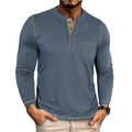 T-shirt homme col rond avec une poche Henley et manches longues